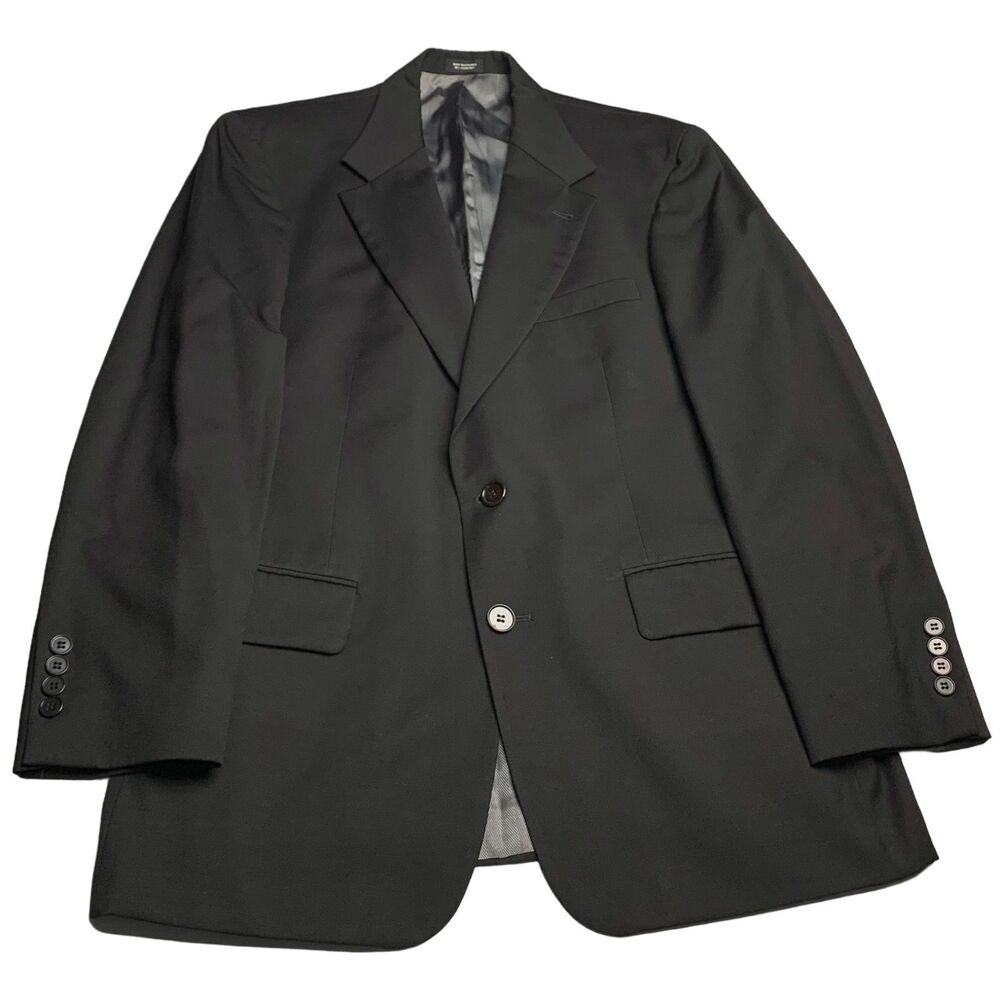 Geoffrey Beene Men’s Blazer 41R Black 100% Worsted Wool Authentic Fit Sport Coat
